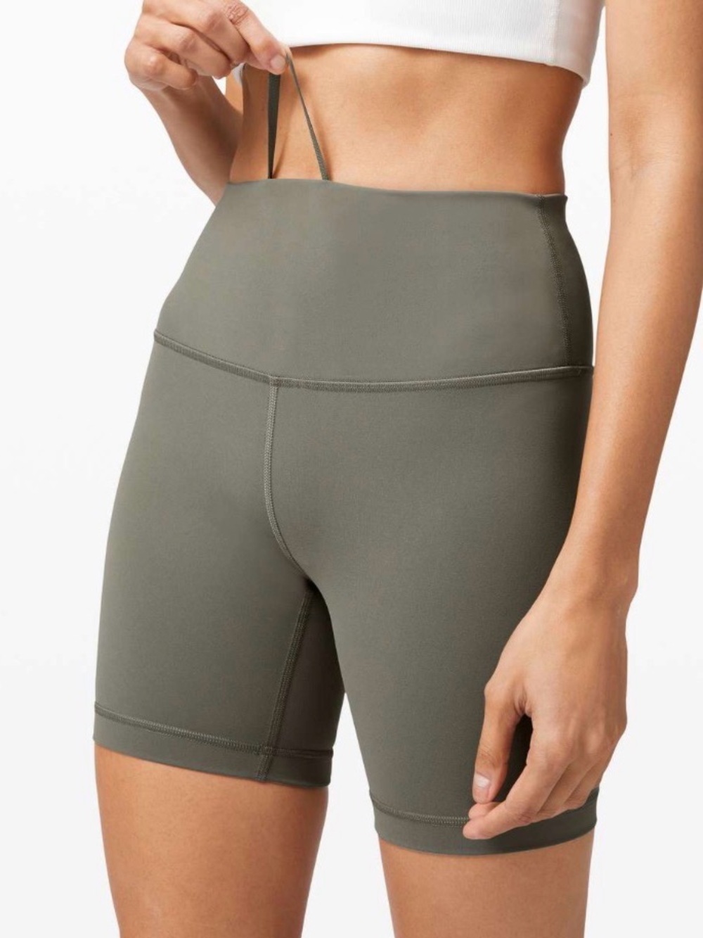 Lululemon Wunder Train High Rise Biker Shorts In Grey Sage